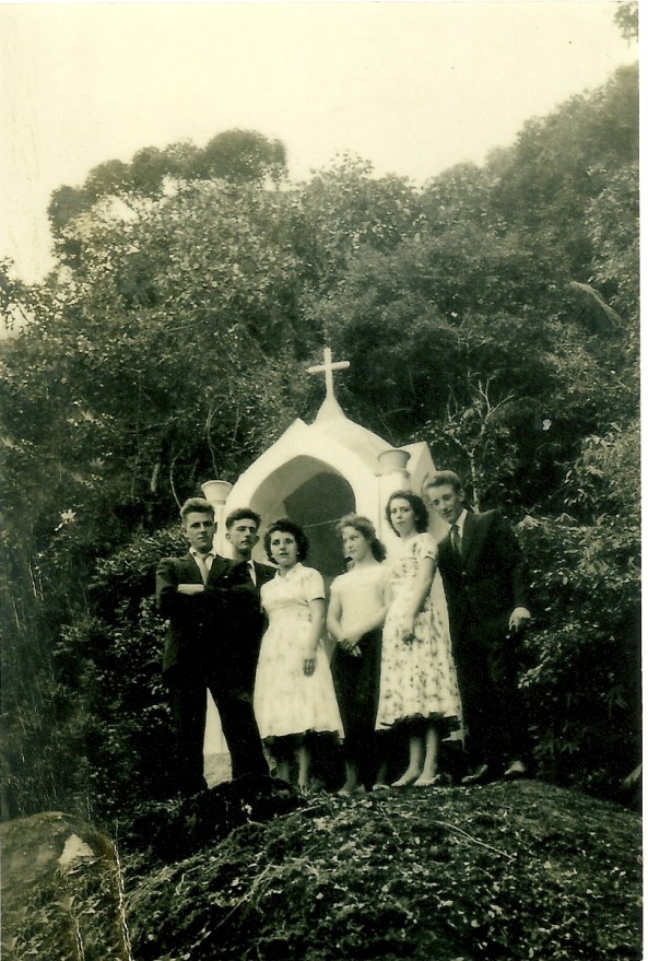 Dionisio Cadori, Belarmino Visentainer, Irene Cattani, Anita Cipriani, Rosa Visentiner, Galdino Feller - São Carlos - Morro da Cruz - 1961