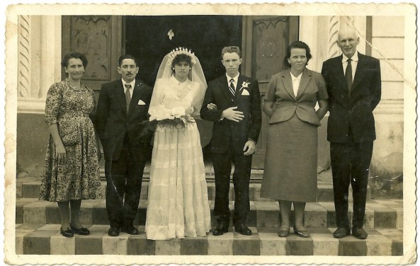 Benta Tomazoni Tridapalli, Domingos Tridapalli, Maria Tomazoni, Valmor Darossi, Luiz Dalsenter e Esposa.